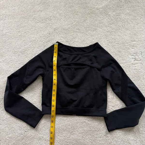 Gym Top T-shirt Crop Top Blouse Cover Up Tee Long Sleeve Sport Tee Slim Fit Top - Image 8