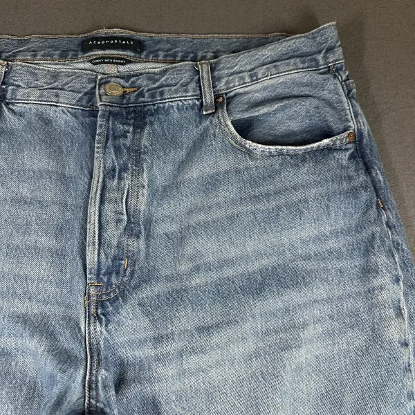 Aeropostale Curvy 90s Baggy Jeans Womens 18 Blue Light Wash High Rise Relaxed - Image 4
