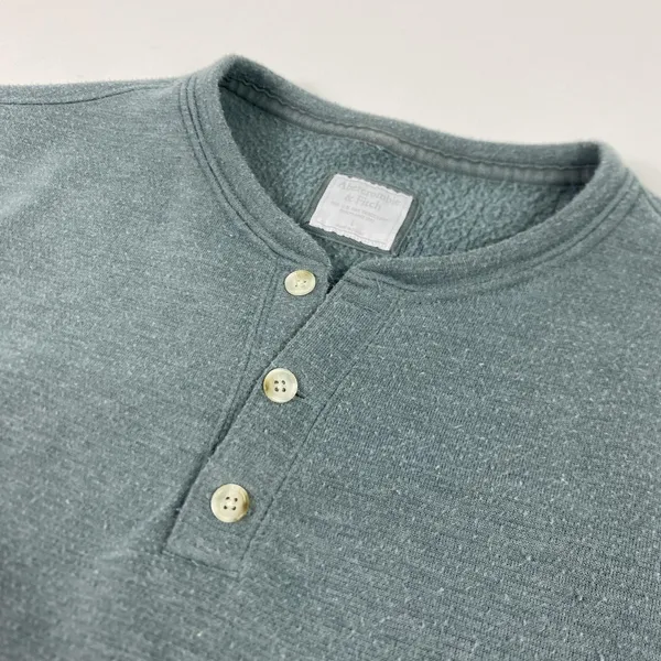 Abercrombie & Fitch Sweatshirt Womens Large‎ Blue Henley Fleece Pullover Cozy - Image 2