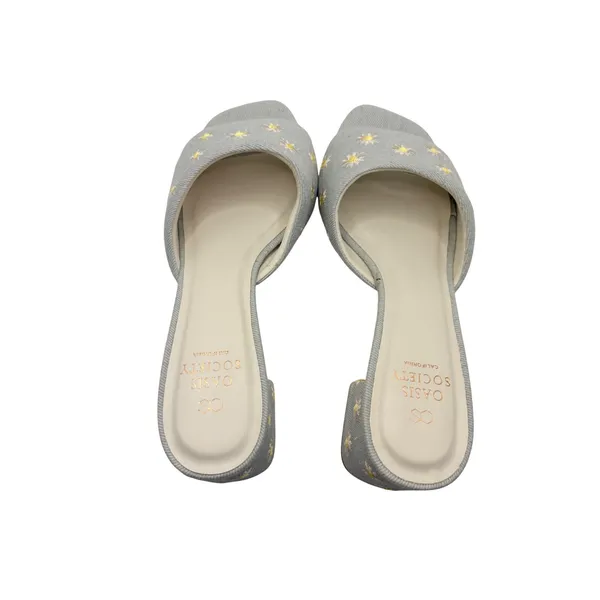 Oasis‎ Society Altar'd State Olive Denim Daisy Embroidered Mules Sandals New 7.5 - Image 8