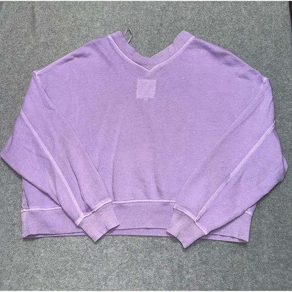 Aerie Women's Purple Oversized V-Neck Sweatshirt Size Medium - Image 5