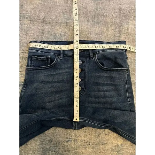Express Blue Button Fly High Rise Ankle Leggings Women's 4R - Image 6