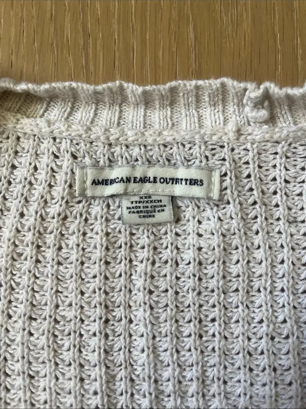 American Eagle Outfitters Knit Cardigan in White Cream Women's XXS - Image 5