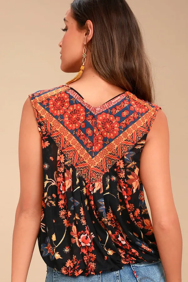 Free People Havana Black Floral Top - Image 2