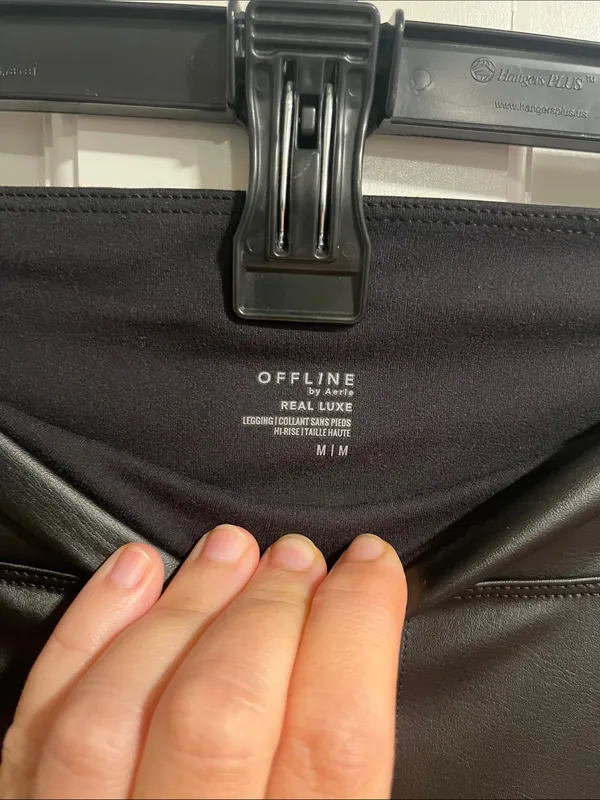 Aerie Offline Real Luxe Faux Leather Hi Rise Leggings in Black Size Medium - Image 4