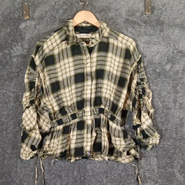 We The Free Beige and Black Utility Boho with Plaid Pattern and Cinched Waist - Image 5