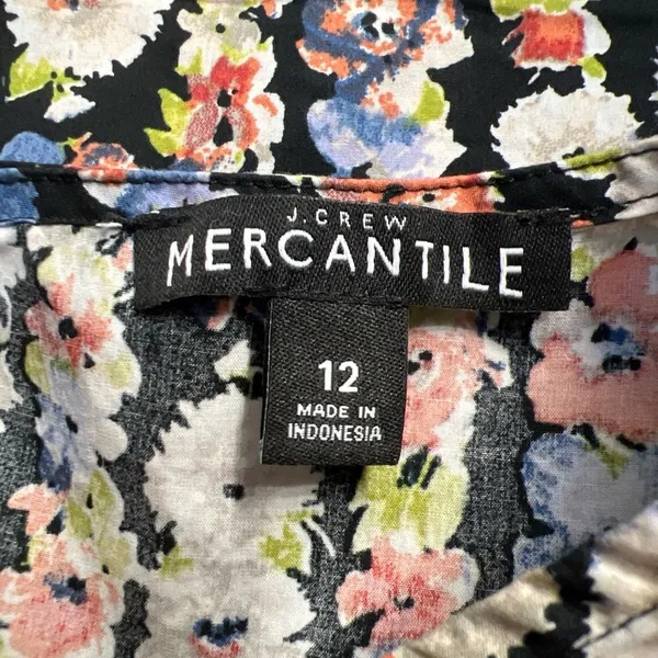 J Crew Mercantile‎ Women's Floral Ruffle Sleeve Top Size 12 Black Multi - Image 9