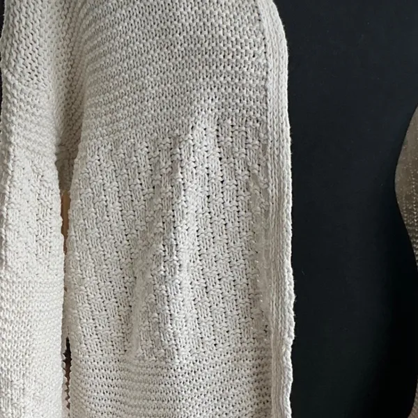 Gap For Good Textured Open Front Cardigan‎ Sweater Cream White Chunky Knit Small - Image 3