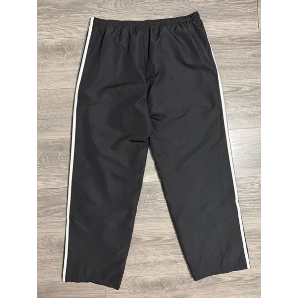 Y2K Adidas Women Black Three Stripe Track Pants L Mesh Lined Zipper Cuffs AZF001 - Image 2