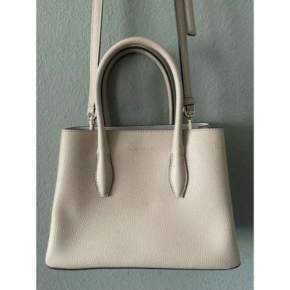 Kate Spade Eva Small Leather Satchel Crossbody Bag Purse Warm‎ Beige/Blush - Image 4