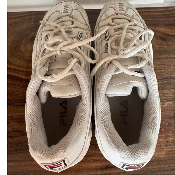 Y2K Vintage Fila 2002 Womens White Chunky Leather Lace up Sneaker sz 7 90s - Image 3