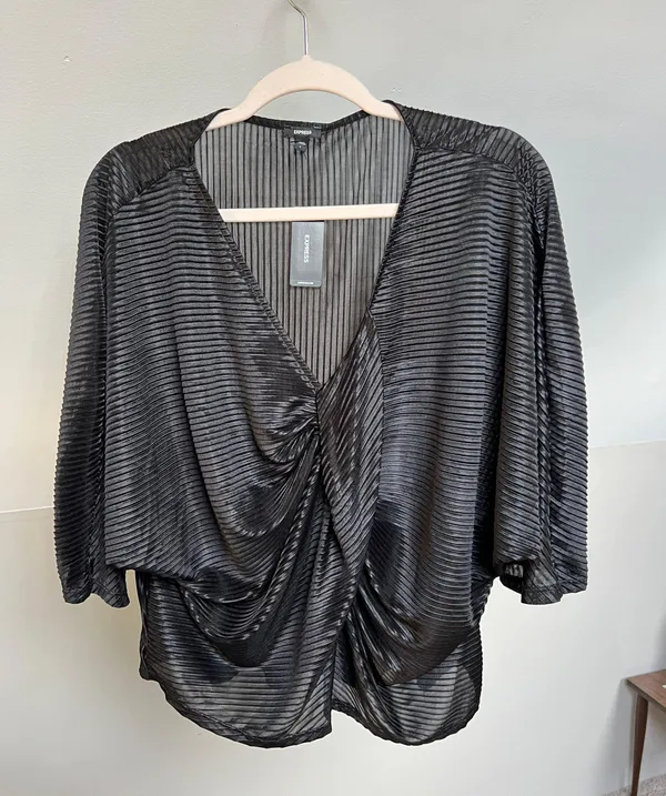 Sheer Black Ribbed Dress Top - Image 5