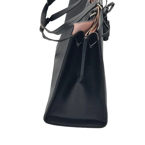 Kate Spade New York Black Leather Satchel Tote Bag Tassel Bow Medium Pink READ** - Image 3