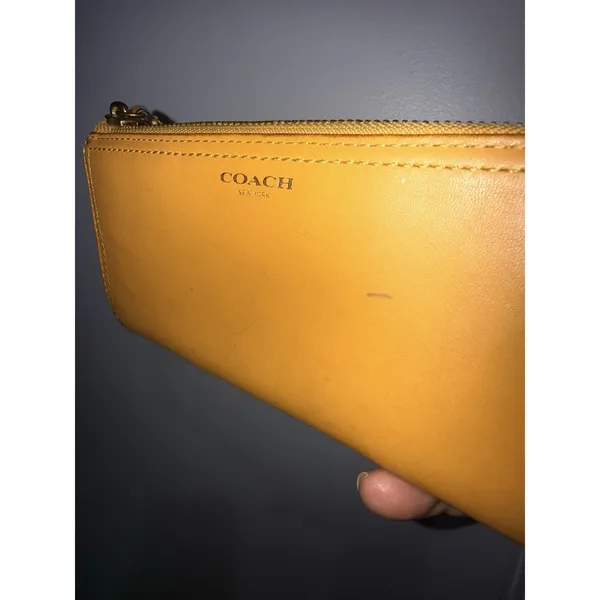 Coach Mustard Tan Leather Slim‎ Zip Wallet 48178 - 8 Credit Card Slots E - Image 2