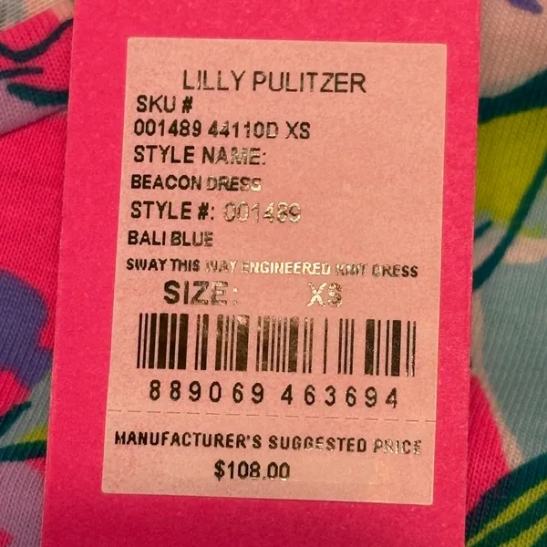 Lilly Pulitzer Bali Blue Beacon Long Sleeve Dress size XS NWT - Image 6