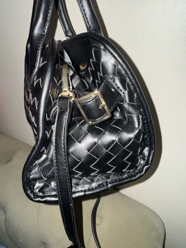 Urban Outfitters Kristie Crossbody Black leather bag woven texture - Image 8