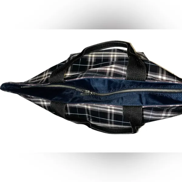 Burberry Authentic Vintage Blue Label Navy Nova Check Canvas Tote - Image 6