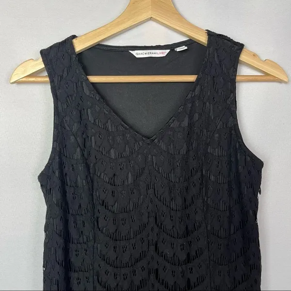 Isaac‎ Mizrahi Live Black Scallop Lace Sheath Maxi Dress XXS - Image 4