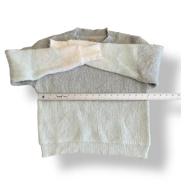 Free People‎ Autumn Sky Cloud Combo Striped Sweater Womens Size S Green Cream - Image 4