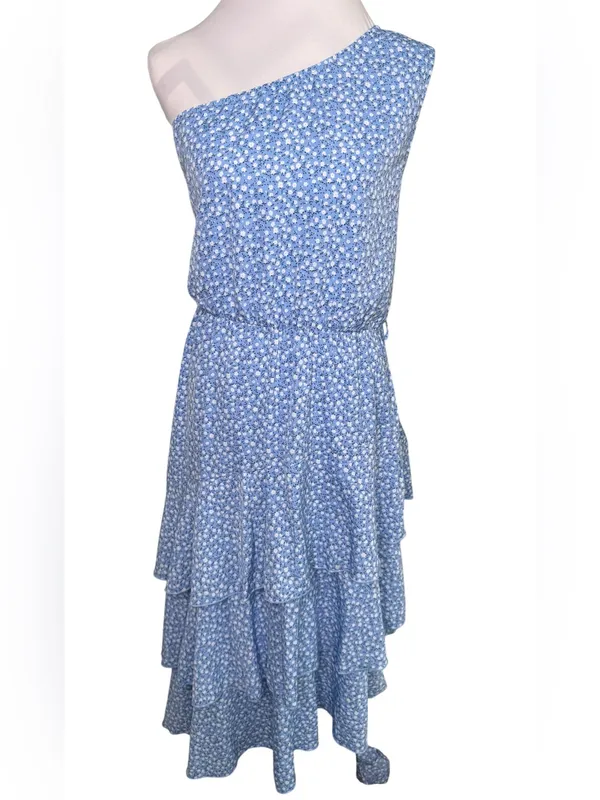 PRETTYGARDEN Floral Sundress Casual One Shoulder Tiered Ruffle Boho Dress Sz XL - Image 2