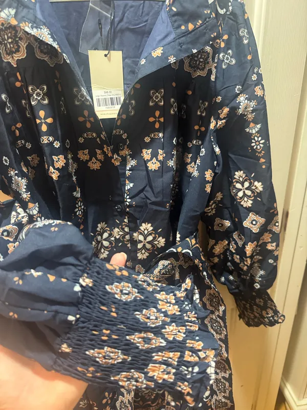 AVARA Floral Dress Blue Size L - Image 4