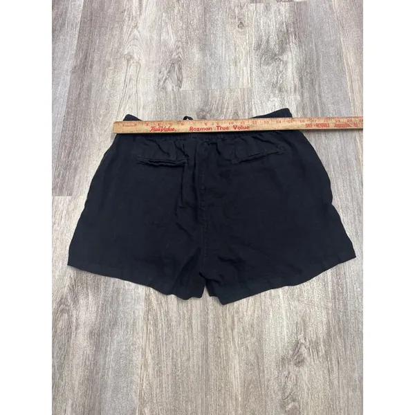 Quince Womens 100% European Linen Shorts Black Elastic Drawstring Medium - Image 5