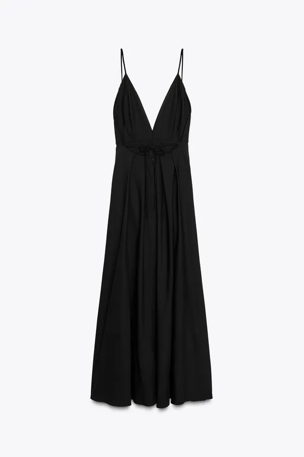 Zara Elegant Black Evening maxi flowy Dress gown party cocktail formal - Image 9