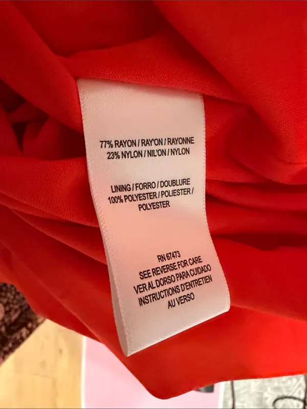 Taylor Red Orange Tropical Tiered Maxi Dress XS - Image 5