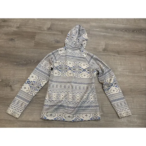 Burton WB Peak Spell Out Fair Isle Geometric Zip Up Outdoor Ski Hoodie Jacket L - Image 5