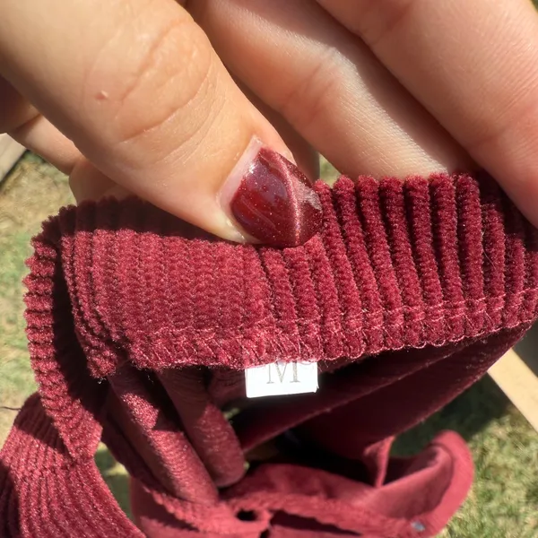 Hoover Burgundy Corduroy Overall Pinafore Dress Mini Red QSH-0096 Size M - Image 3