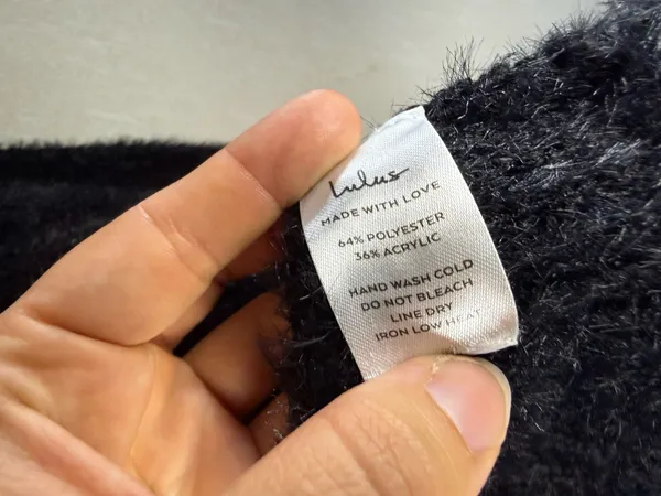 Lulus Black Fuzzy Eyelash Knit Cropped Open Front Cardigan Size Small - Image 8