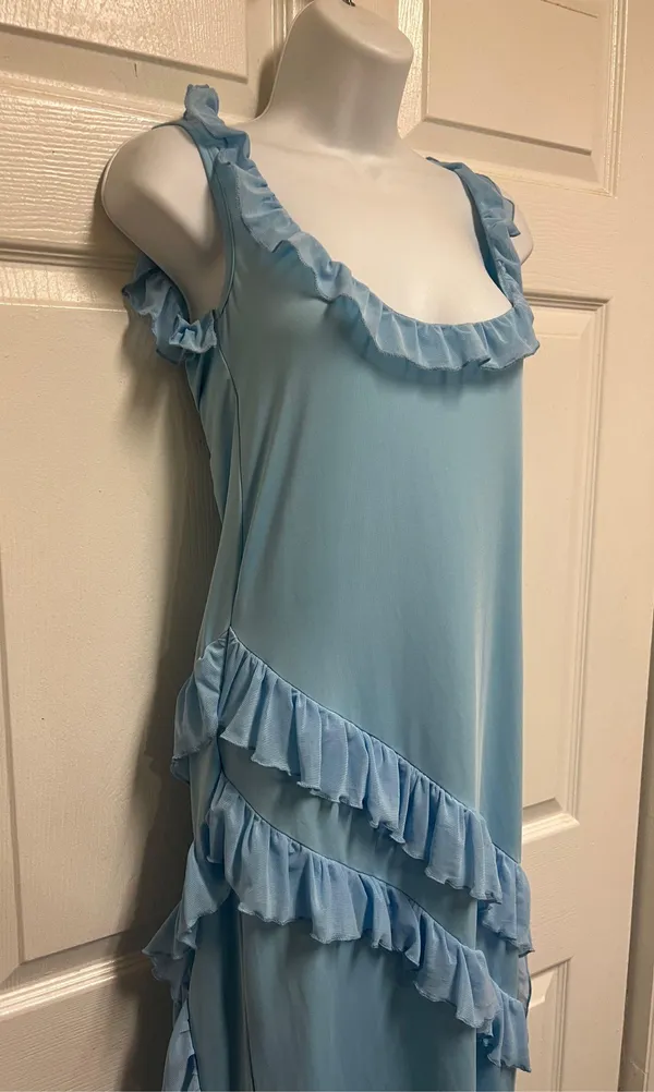 Unbranded Ruffled Maxi Dress Blue Size L - Image 11