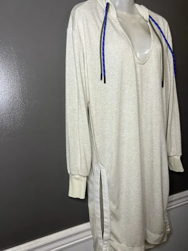 FP Movement Dress Womens Small White Hooded French Terry Sweater Midi Lounge - Image 4