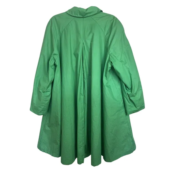 Vtg 90s Jones New York Kelly Green Trench Balmacaan Coat L/XL FLAWs Minimalist - Image 3
