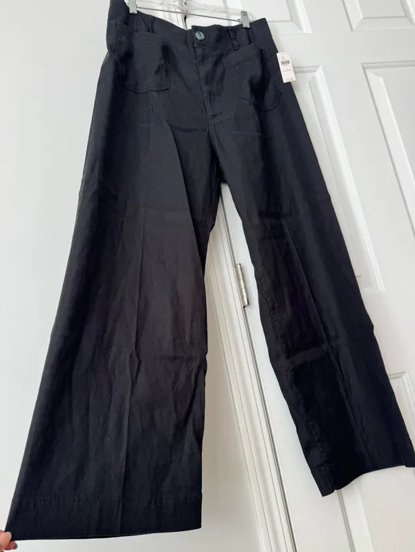 Anthropologie Maeve The Colette Linen Blend Wide-Leg Crop Pants, Size 33 Tall - Image 9