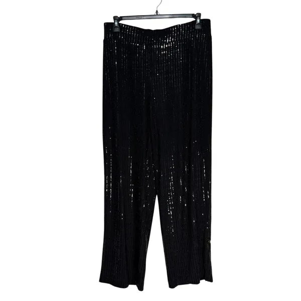 Anne Klein Black‎ Sequin Wide Leg Pants Size L - Image 9