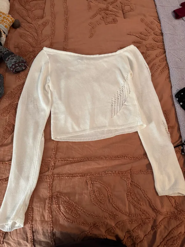 Princess Polly Top Crop White Long Sleeve - Image 4