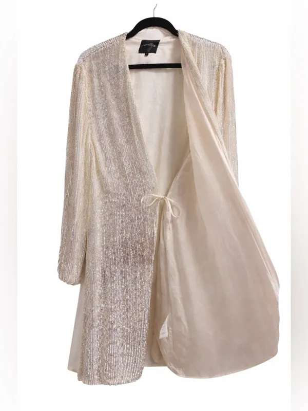 Retrofete Gabrielle Sequin Robe White Mini Dress - Image 11