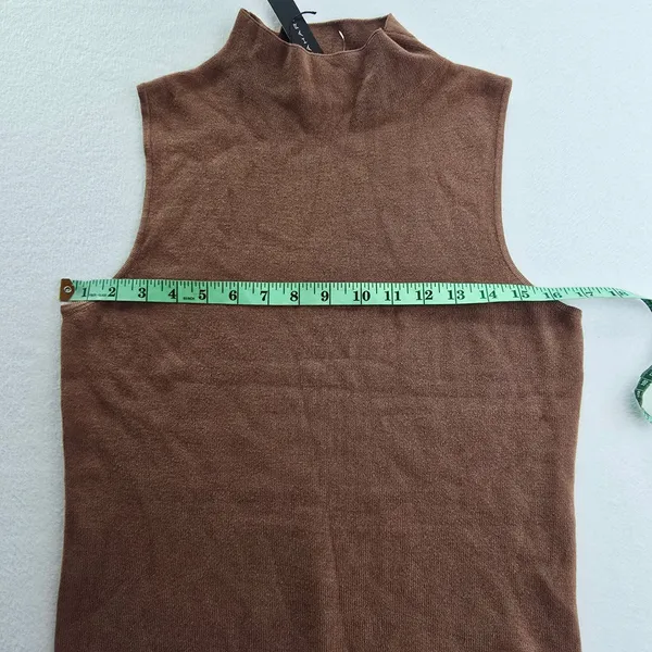 Tahari NWT Womens Mock Neck‎ Sleeveless Knit Sweater Top Hazelnut Brown Medium - Image 8
