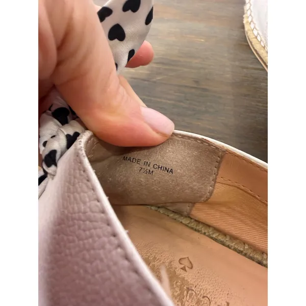 Kate Spade White Leather Espadrille Flats Shoes Size 7.5 Bow Coastal Preppy - Image 10