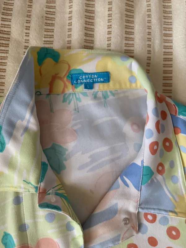 Vintage pastel color cropped soft jacket maximalist colorful print textile Multiple Size L - Image 4