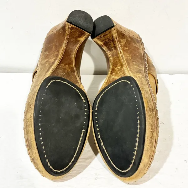 Frye Women’s Charlotte Ring Brown‎ Distressed Heeled Clogs Mule Shoes Size 8 - Image 7