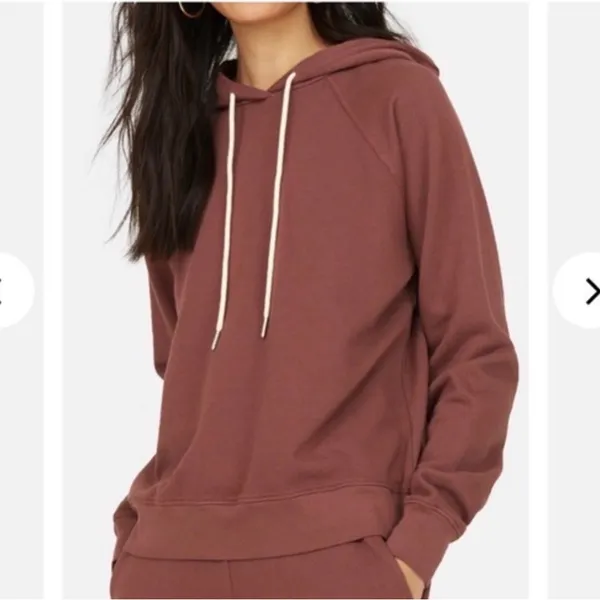MATE the Label Organic Terry Raglan Hoodie in Plum - XS - Image 2