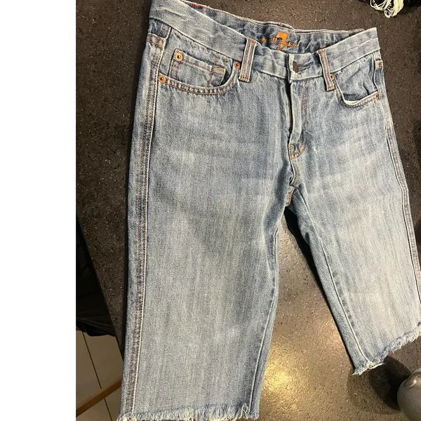 Vintage y2K 2000's Bermuda denim jean shorts 28 A pocket 7 For All Mankind 13"in - Image 2
