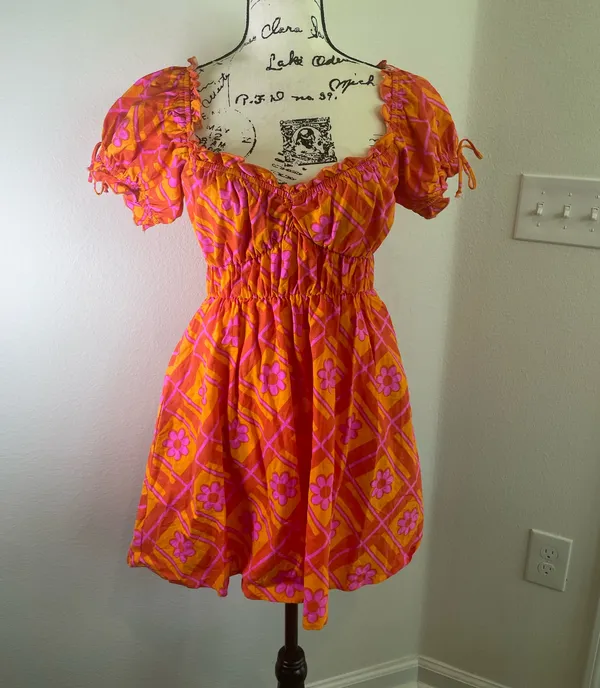 Show me Your Mumu x Barbie Mini dress Sz XS Hot pink /Orange - Image 7