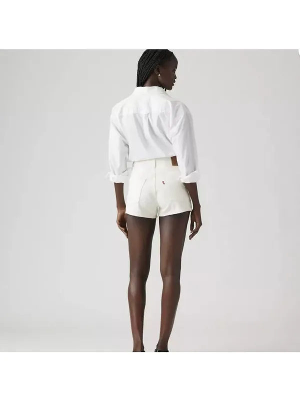 New Levis 30 Premium Women's 501 Original High Rise Shorts Disco Nights White - Image 2
