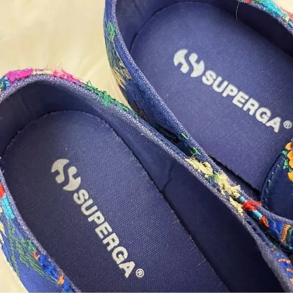 Superga Korelaw Satin Blue / Pink Embroidered Lace Up Sneakers 8 - Image 5