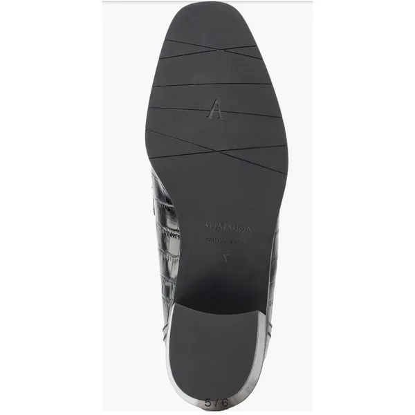 Aquatalia Riya Croc‎ Embossed Penny Loafer Black Leather Block Heel Size 7 New - Image 5