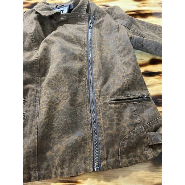 Kut From The Kloth Women Faux Suede Size‎ Medium Zip Jacket Leopard Print Preppy - Image 11