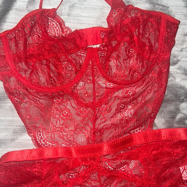 Sexy Lingerie Bodysuit Lace Teddy Snap Crotch V Neck Cut Out One Piece Babydoll - Image 2